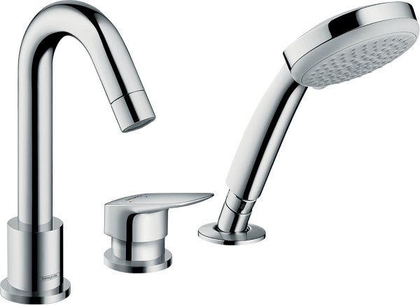 Hansgrohe Logis 3-Hole Rim-Mounted Single Lever Bath Mixer - Chrome