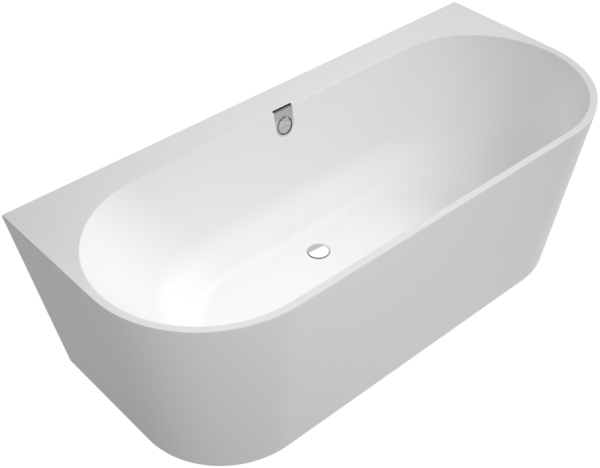 Villeroy & Boch Oberon 2.0 1800 x 800mm Back-To-Wall Double-Ended Bath - Stone White