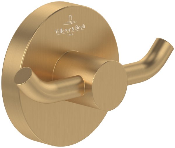 Villeroy & Boch Elements Tender Double Robe Hook - Brushed Gold