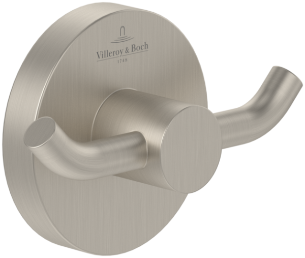 Villeroy & Boch Elements Tender Double Robe Hook - Matt Brushed Nickel