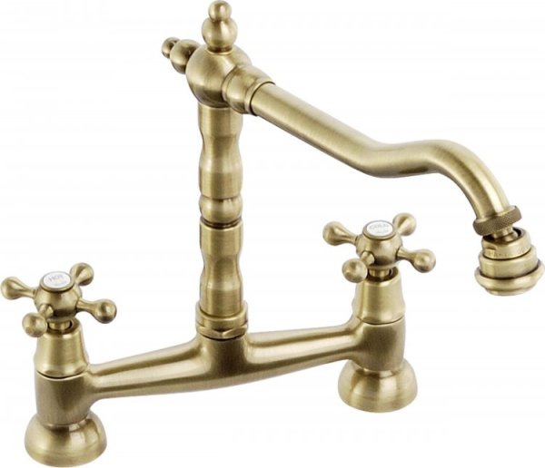 Abode Melford Bridge Mixer Tap - Antique Brass - Stock Clearance