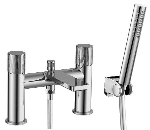 The White Space Knurled Bath/Shower Mixer with Hose & Handset - Chrome