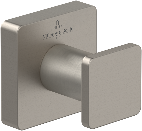 Villeroy & Boch Elements Striking Single Towel/Robe Hook - Matt Brushed Nickel