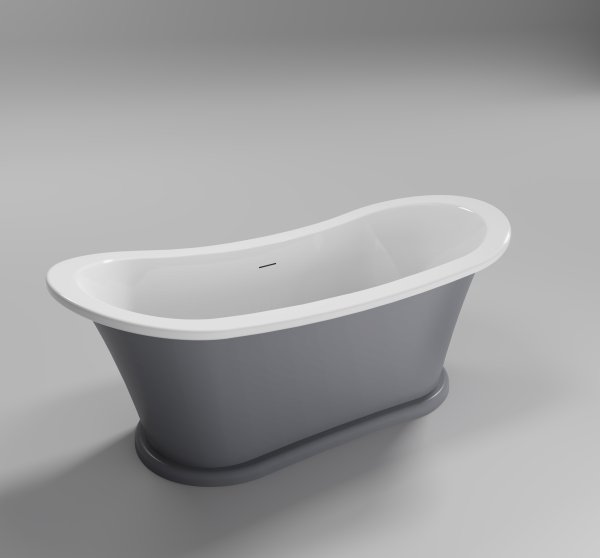 Trojan Bateaux 1700 x 745mm Twin Skin Acrylic Freestanding Boat Bath - Matt Grey