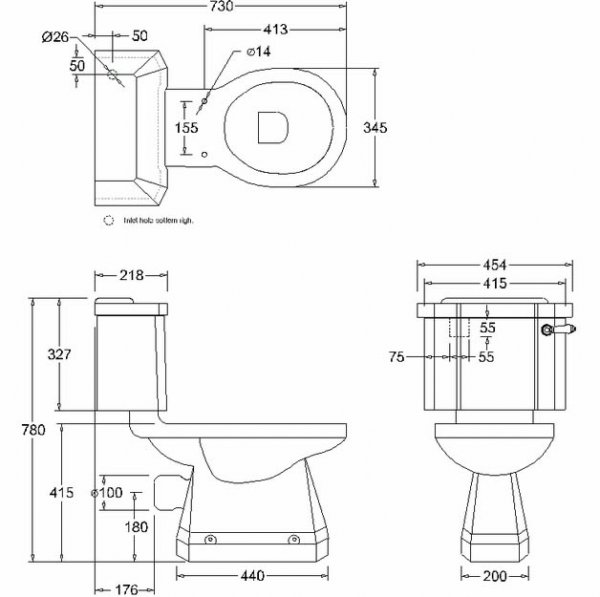 Burlington Rimless Slimline Close Coupled Wc Suite 