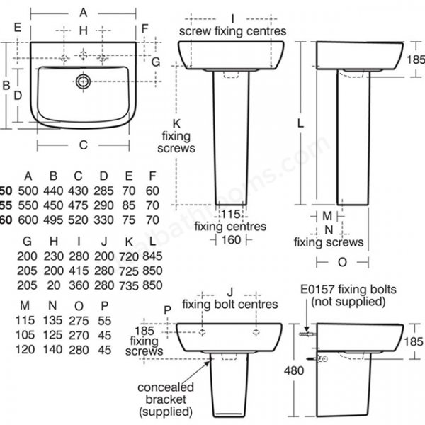 Ideal Standard Tempo 55cm Basin 1 Tap Hole | Bathroom Supplies Online