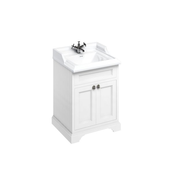 Burlington 650mm Vanity Unit with Two Doors & Basin - Matt White