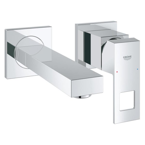 Grohe Eurocube Wall Mounted 2-Hole Basin Mixer - Chrome