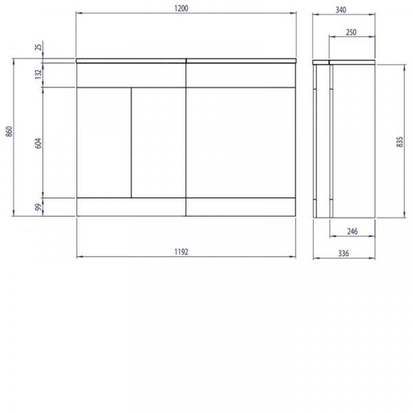 Essential Montana Right Hand 1200mm L-Shaped Unit Basin, White ...