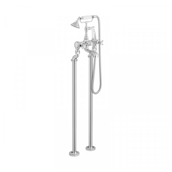 Booth & Co. Axbridge Cross Floor Standing Bath Shower Mixer - Chrome