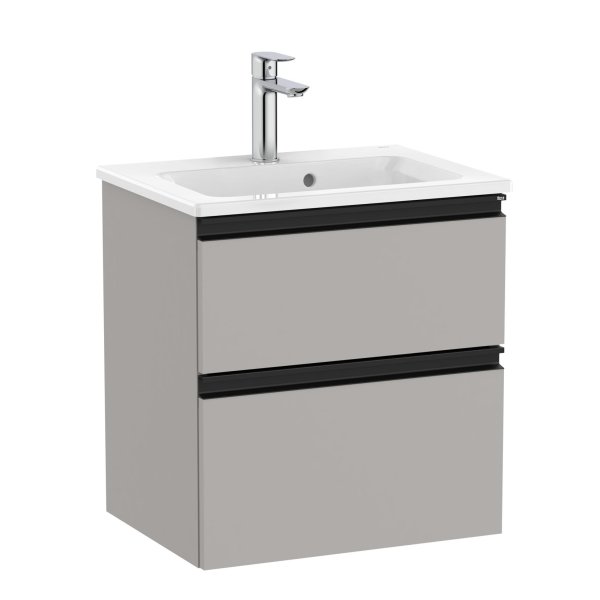 Roca The Gap Compact Matt Grey 500mm 2 Drawer Vanity Unit with Basin