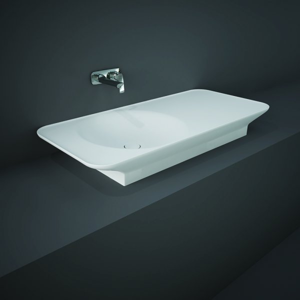 RAK Valet Basin Wall Hung Right Ledge 0th 112cm - Matt White