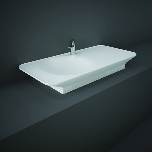 RAK Valet Basin Wall Hung Left Ledge 1th 112cm - Matt White