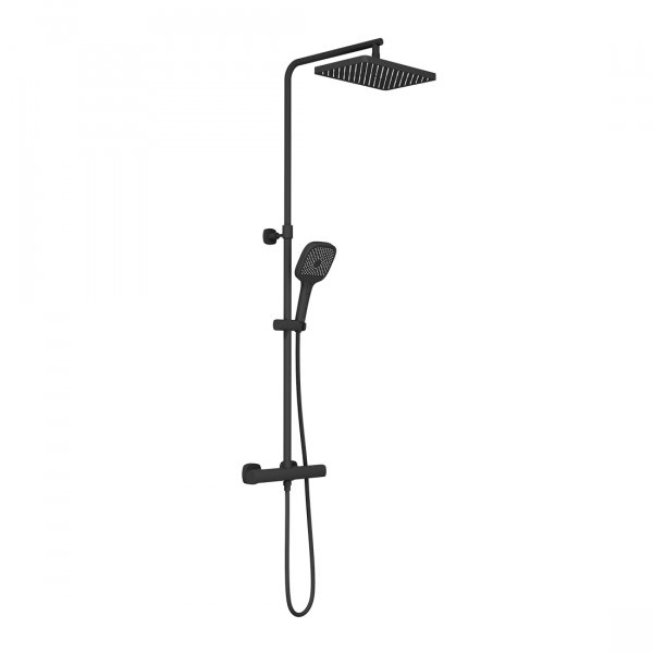 Vado Cameo Wall Mounted Thermostatic Exposed Shower Column - Matt Black