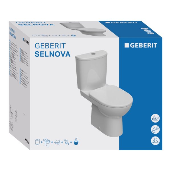 Geberit Selnova 3-in-1 Close-Coupled Pan, Cistern & Soft Close Seat Pack