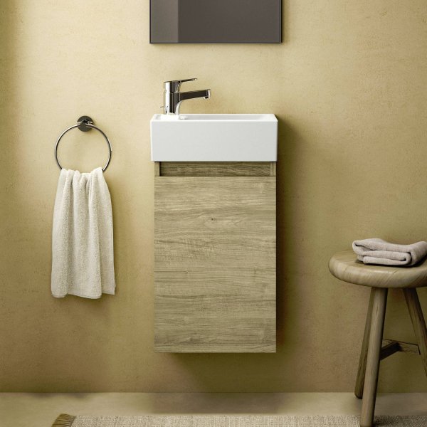 Ideal Standard Eurovit+ 35cm Guest Basin Unit with 1 Door - Natural Oak