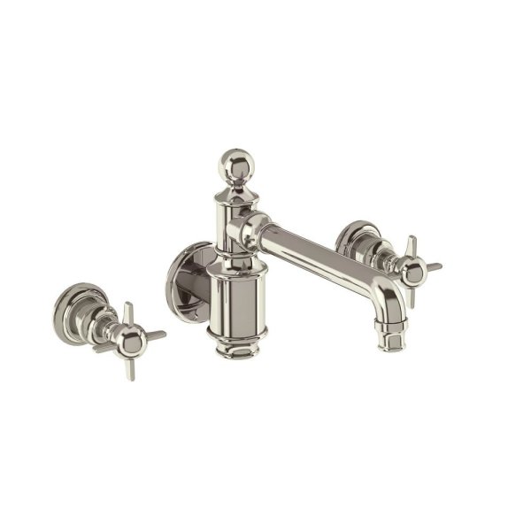 Arcade 3 Hole Wall Mounted Basin Mixer (Nickel) - Stock Clearance