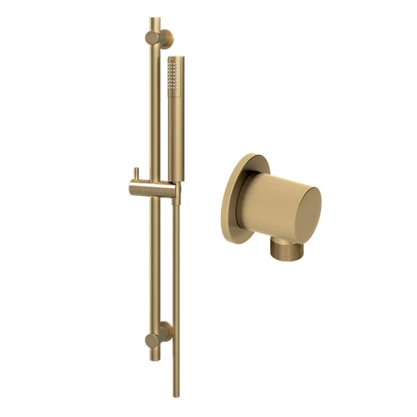 Abacus Round Outlet Shower Valve Riser Rail Kit - Brushed Brass