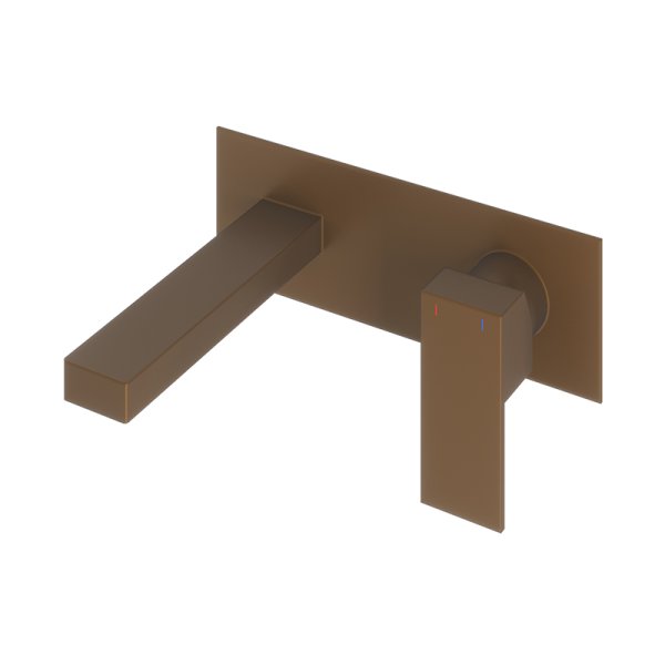 Abacus Plan Wall Mounted Basin Mixer with EZ Box - Brushed Bronze