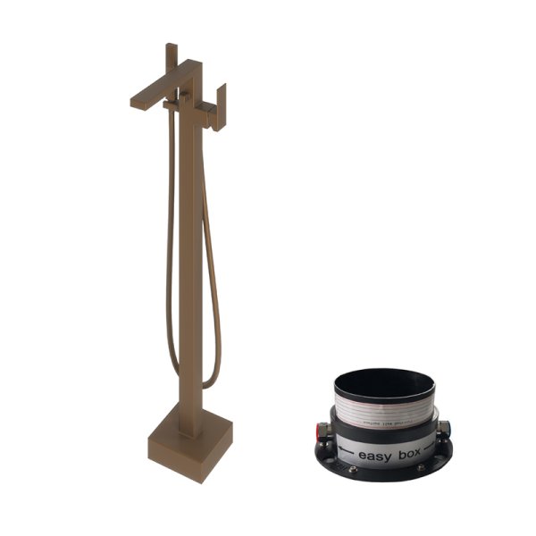 Abacus Plan Freestanding Bath-Shower Mixer with Easy Box - Brushed Bronze