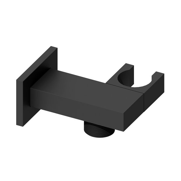 Abacus Emotion Square Wall Outlet Shower Valve & Holder - Matt Black