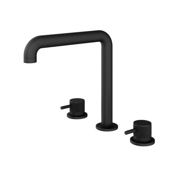 Abacus Iso Pro Deck Mount 3 Tap Hole Basin Mixer - Matt Black