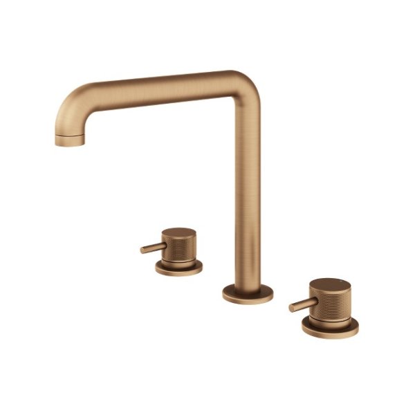 Abacus Iso Pro Deck Mounted 3 Tap Hole Basin Mixer - Brushed Bronze