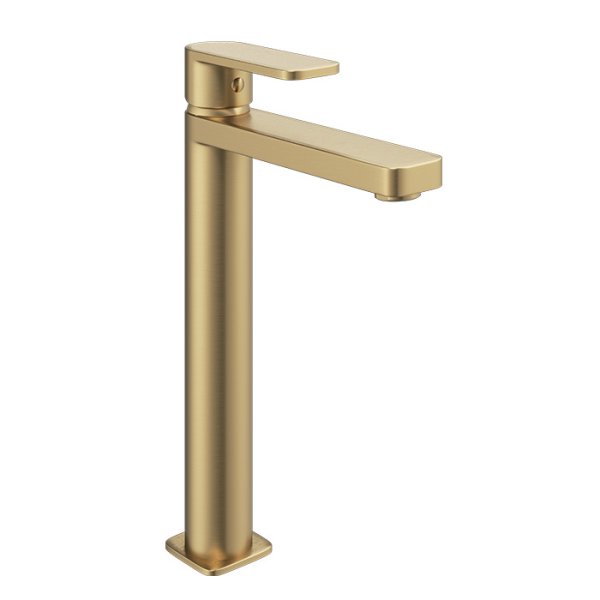 Abacus Edge Tall Mono Basin Mixer - Brushed Brass