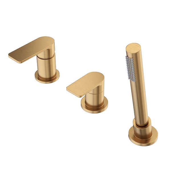 Abacus Edge Deck Mounted Bath Mixer 3 Tap Hole for use with Bath Filler - Brushed Brass