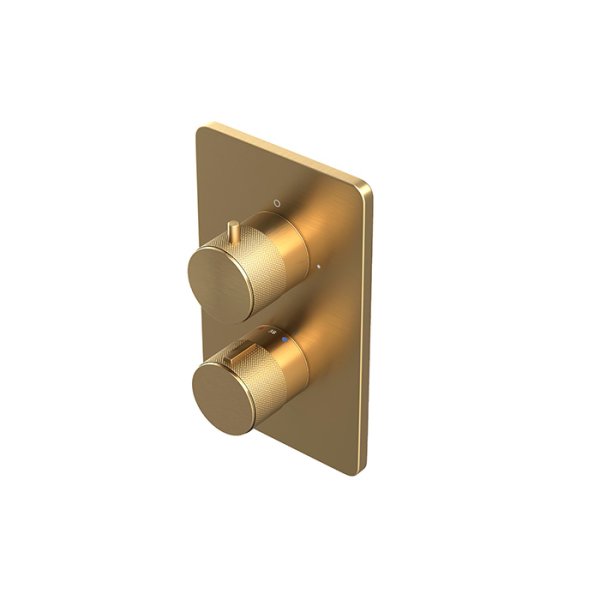 Abacus EZ Box Thermostatic 1 Outlet Shower Valve with Iso Pro Handles - Brushed Brass