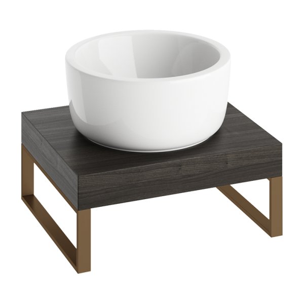 Abacus Concept Cloud 500mm Basin Shelf with Brushed Bronze Towel Hangers - Lava