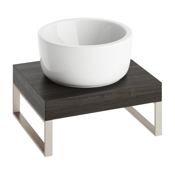 Abacus Concept Cloud 500mm Basin Shelf with Brushed Stainless Steel Towel Hangers - Lava