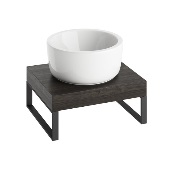 Abacus Concept Cloud 500mm Basin Shelf with Matt Black Towel Hangers - Lava