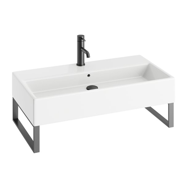 Abacus Concept Pure 800mm 1 Tap Hole Basin with Matt Anthracite Stainless Steel Towel Hangers