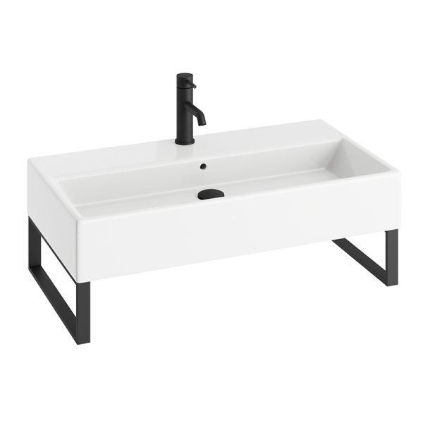 Abacus Concept Pure 800mm 1 Tap Hole Basin with Matt Black Steel Towel Hangers