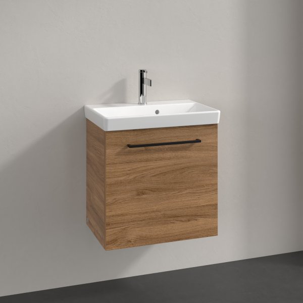 Villeroy & Boch Avento 530mm 1 Left Hand Door Vanity Unit with Black Handle - Oak Kansas