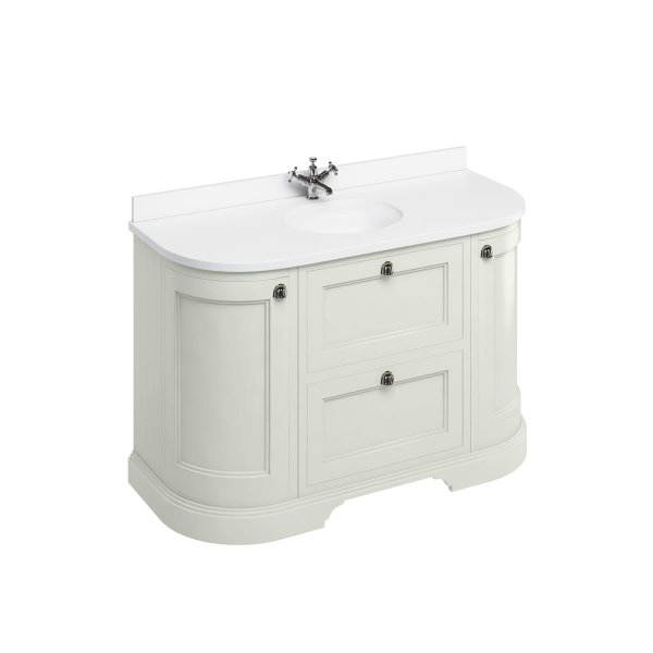 Burlington 1340mm Curved Vanity Unit with Drawers, Doors and Worktop - Sand