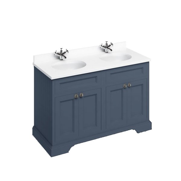 Burlington 1300mm Vanity Unit with Four Doors and Worktop - Blue