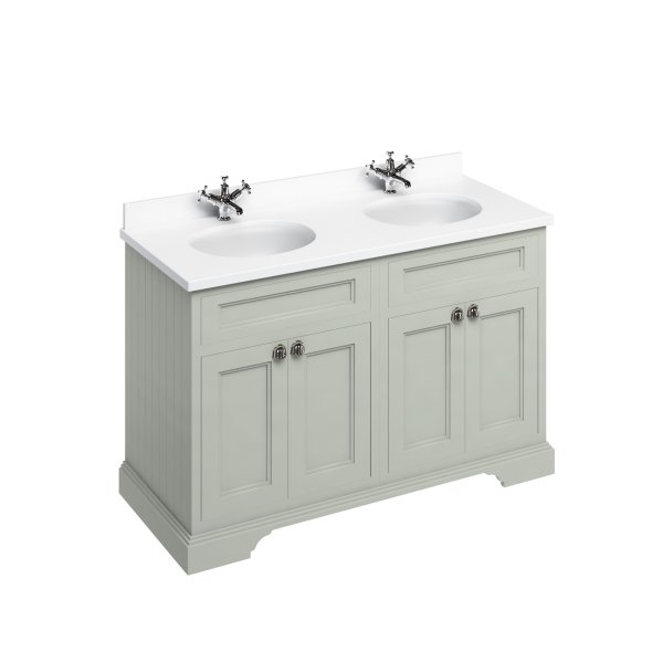 Burlington 1300mm Vanity Unit with Four Doors and Worktop - Dark Olive