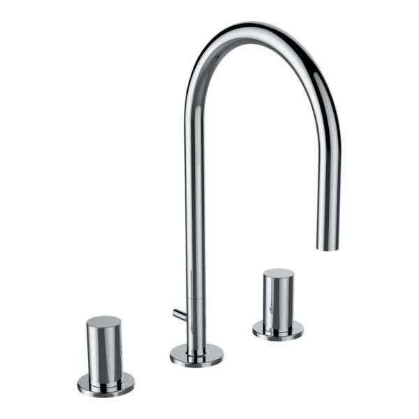 Kartell by Laufen 3-Hole Basin Mixer with Swivel Spout and Pop-Up Waste - Chrome