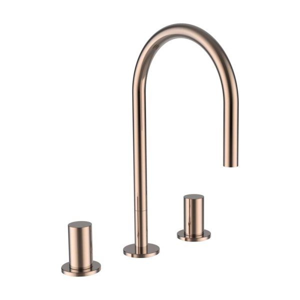 Kartell by Laufen 3-Hole Basin Mixer with Swivel Spout - Rose Gold