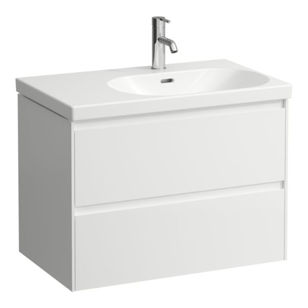 Laufen Lani Matt White 750mm 2 Drawer Vanity Unit and Basin (Left Hand Shelf)