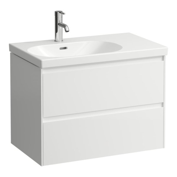 Laufen Lani Matt White 750mm 2 Drawer Vanity Unit and Basin (Right Hand Shelf)