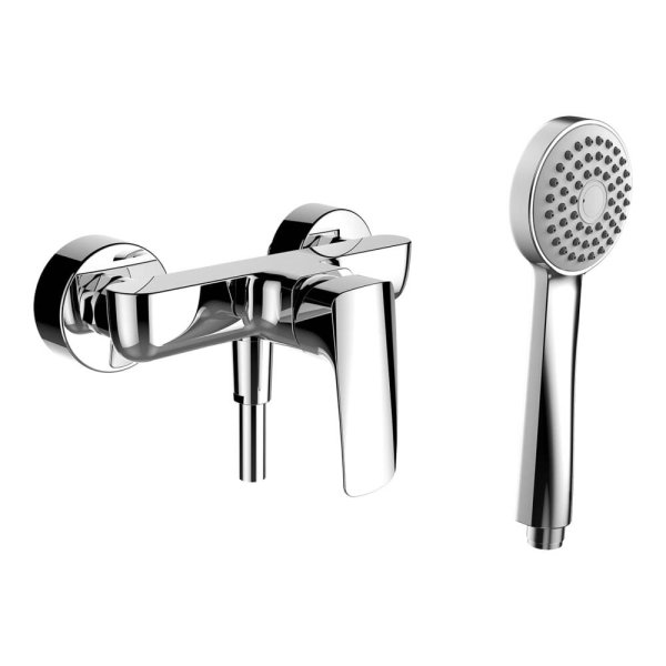 Laufen Laurin Wall-Mounted Single Lever Shower Mixer with Hose & Hand Shower - Chrome