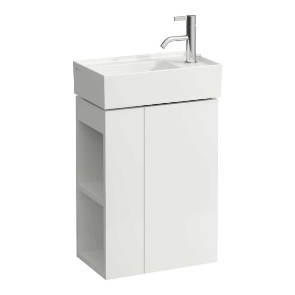 Kartell by Laufen 440mm Right Hand Vanity Unit with Left Hand Shelf - Matt White