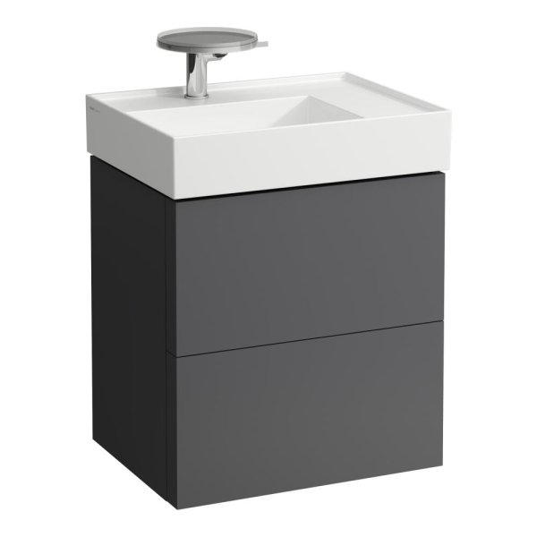 Kartell by Laufen 580mm 2 Drawer Vanity Unit with Organiser (For Right Hand Shelf Basin) - Slate Grey