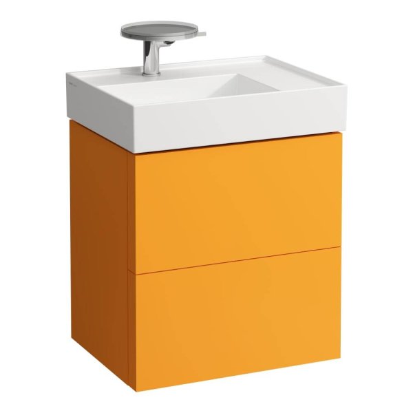 Kartell by Laufen 580mm 2 Drawer Vanity Unit with Organiser (For Right Hand Shelf Basin) - Ochre Brown