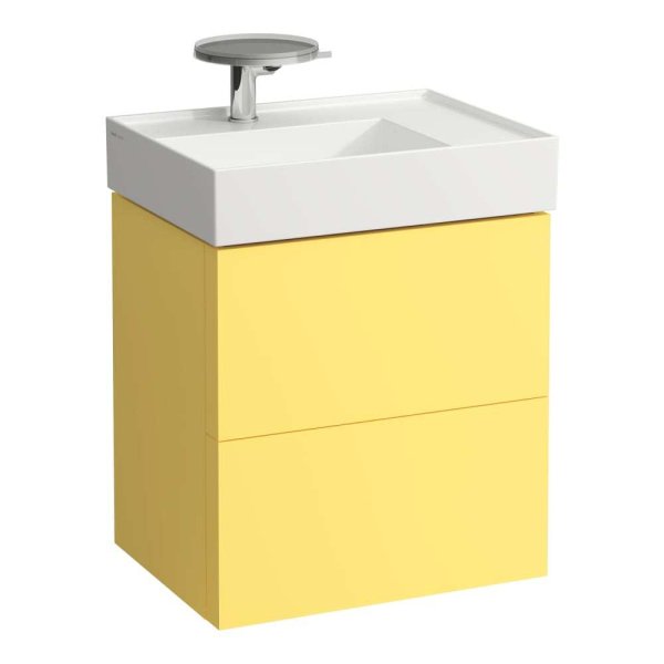 Kartell by Laufen 580mm 2 Drawer Vanity Unit with Organiser (For Right Hand Shelf Basin) - Mustard Yellow