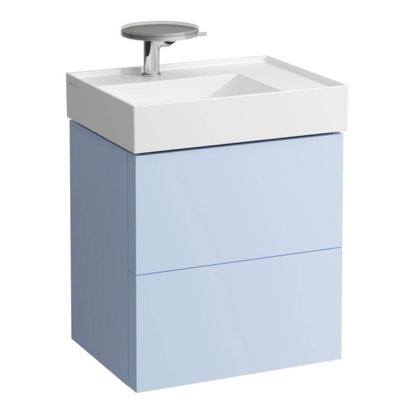 Kartell by Laufen 580mm 2 Drawer Vanity Unit with Organiser (For Right Hand Shelf Basin) - Grey Blue