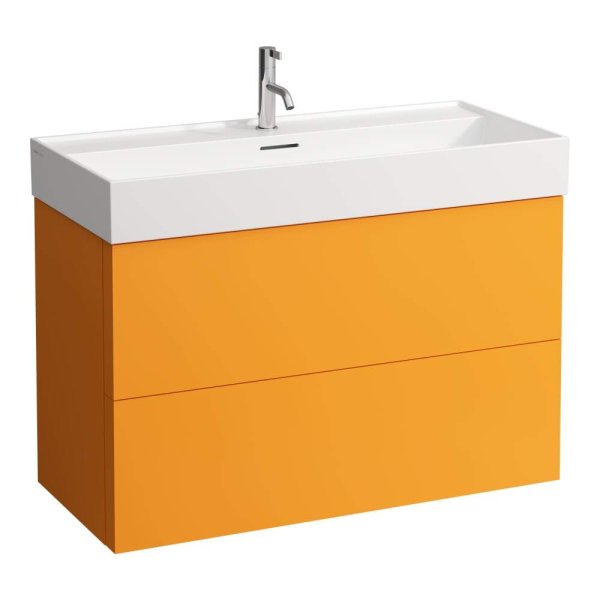 Kartell by Laufen 1000mm 2 Drawer Vanity Unit with Organiser - Ochre Brown